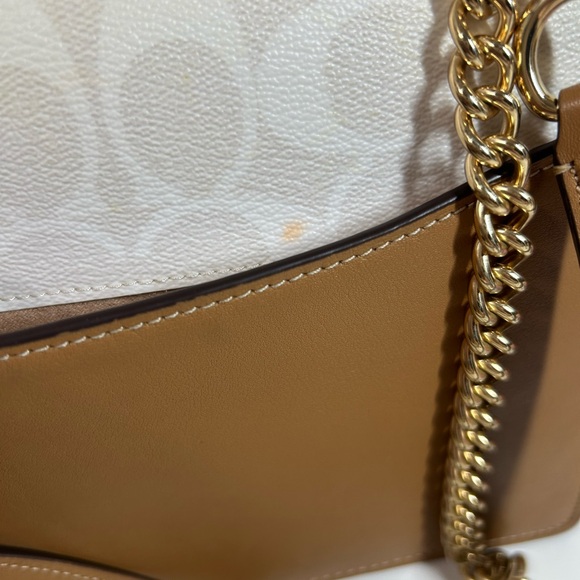 Coach Signature White and Tan Crossbody Bag - Picture 3 of 13